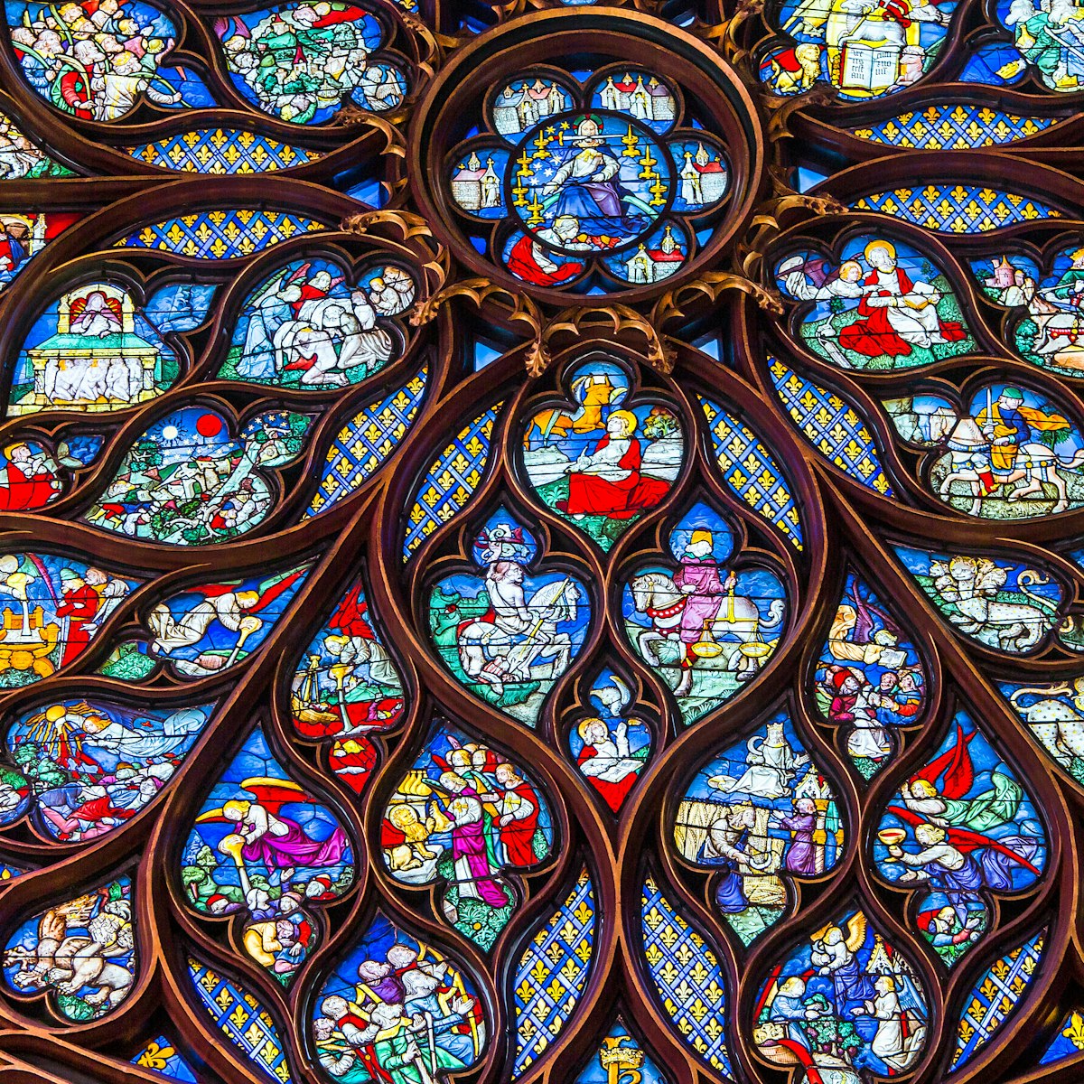 MARCH 16, 2017: a stained glass window inside the Sainte Chapelle church.